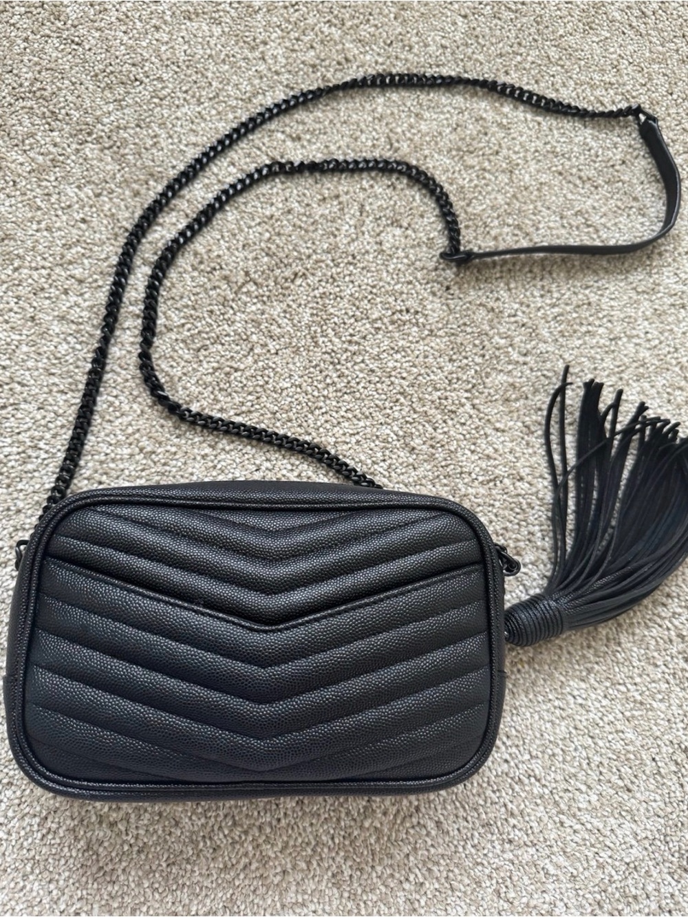 Saint Laurent Black Quilted Camera Crossbody with Tassel - Picture 2 of 9